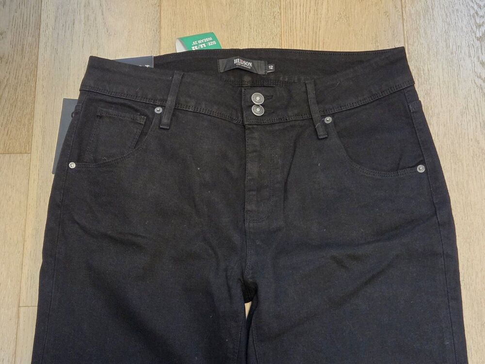 NWT Hudson Jeans Womens 12 Black Mid Rise Straight Leg 29 Inseam Flap Pocket - Picture 5 of 11
